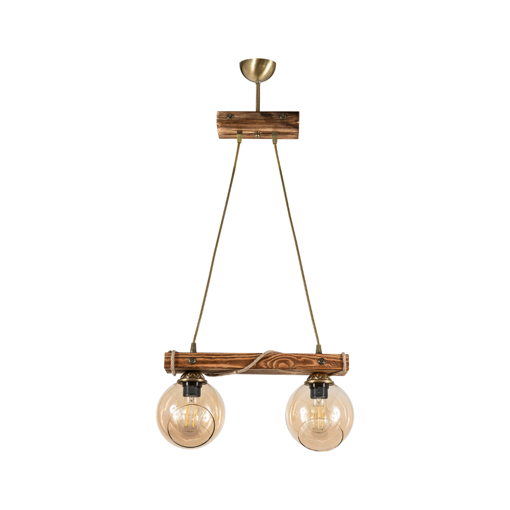 Κρεμαστό Φωτιστικό - Arlight - Ξύλο & Μελί Γυαλί - PDT 2059-2