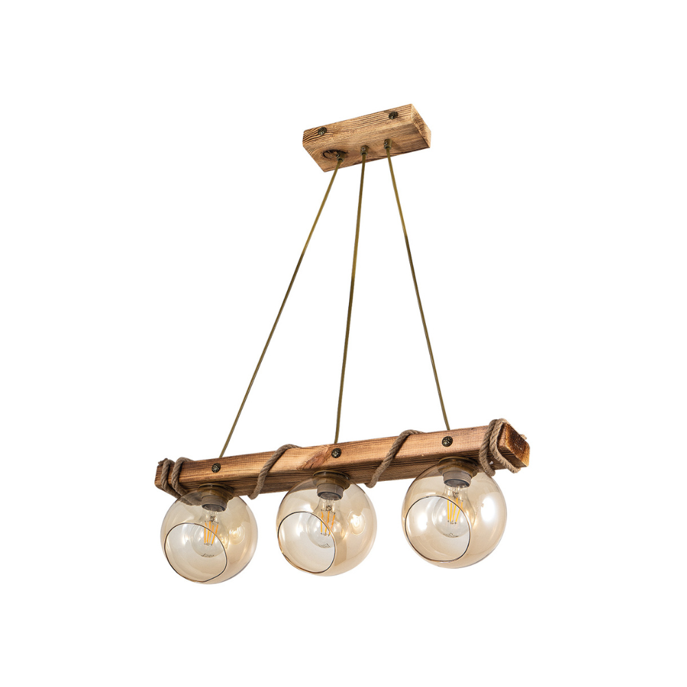 Κρεμαστό Φωτιστικό - Arlight - Ξύλο & Μελί Γυαλί - PDT 2059-3